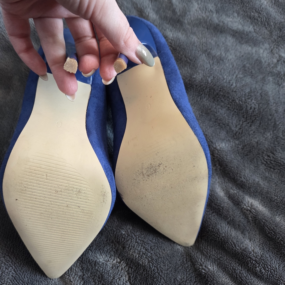 Sergio Bari Royal Blue Suede Heels - Picture 4 of 13